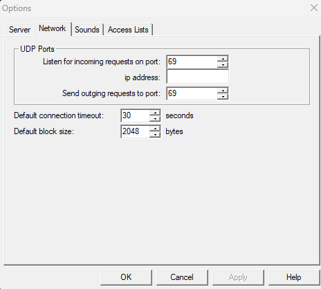 Figure 2  PumpKIN Network options before entering the PC address